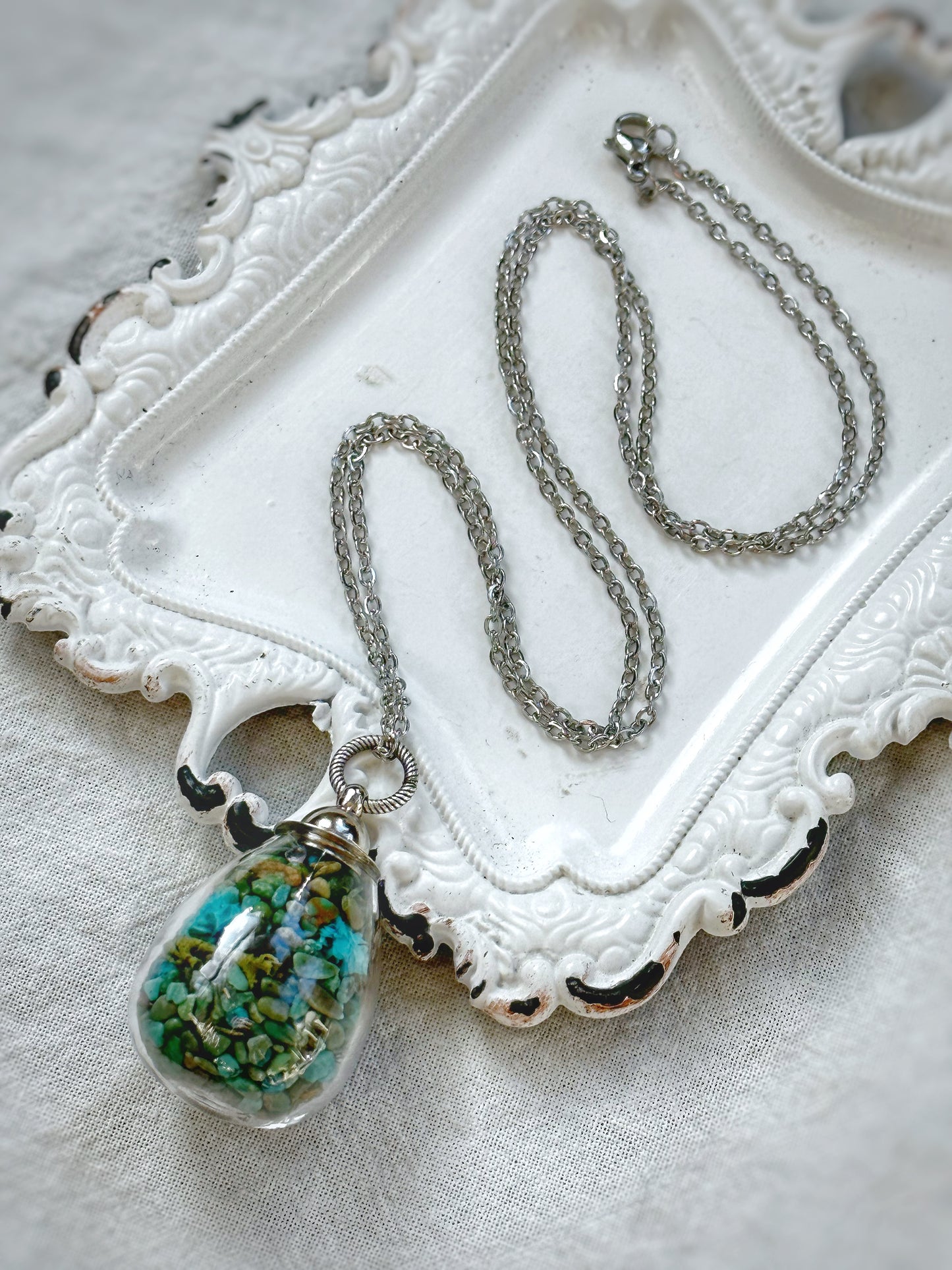 Turquoise and Moss Apothecary Necklace