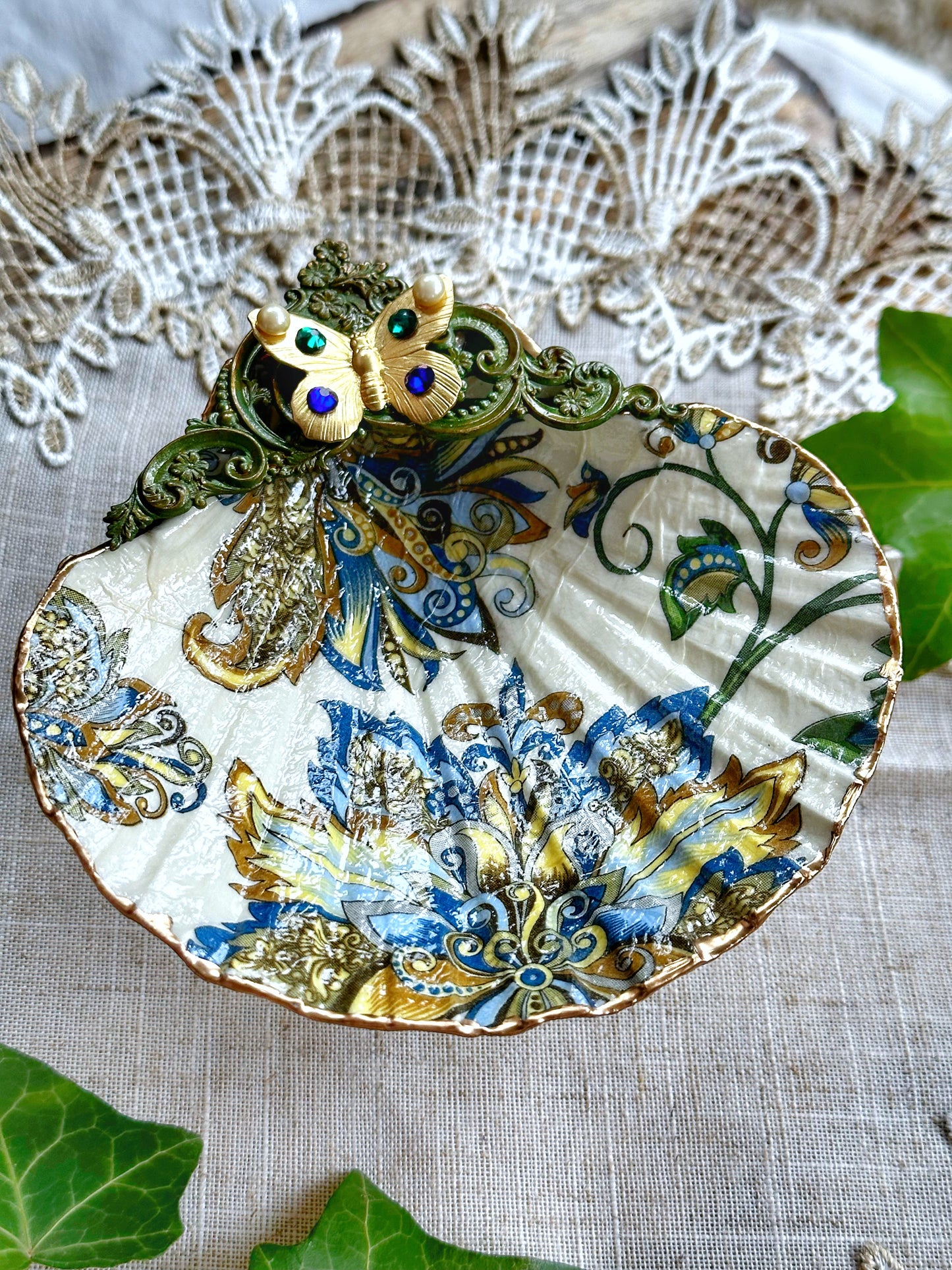 Butterfly Tapestry Shell Dish