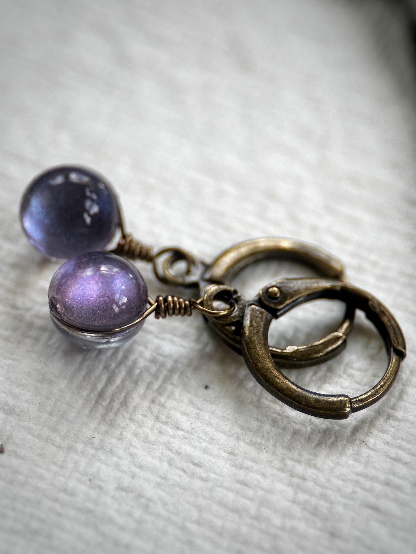 Purple Moonbeams Orb Earrings