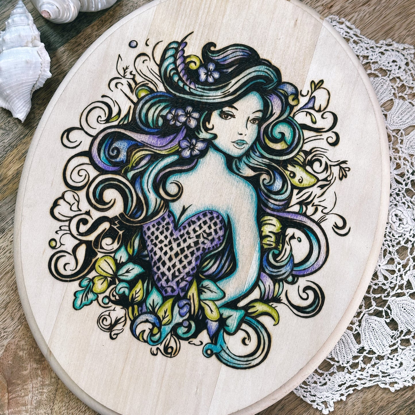 Portrait of a Mermaid Wood Burning