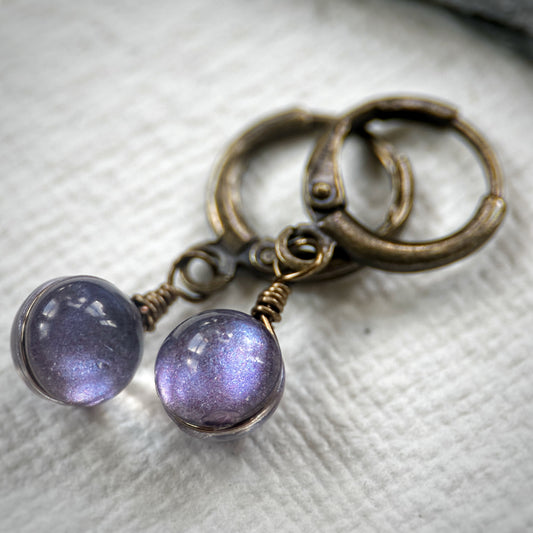 Purple Moonbeams Orb Earrings