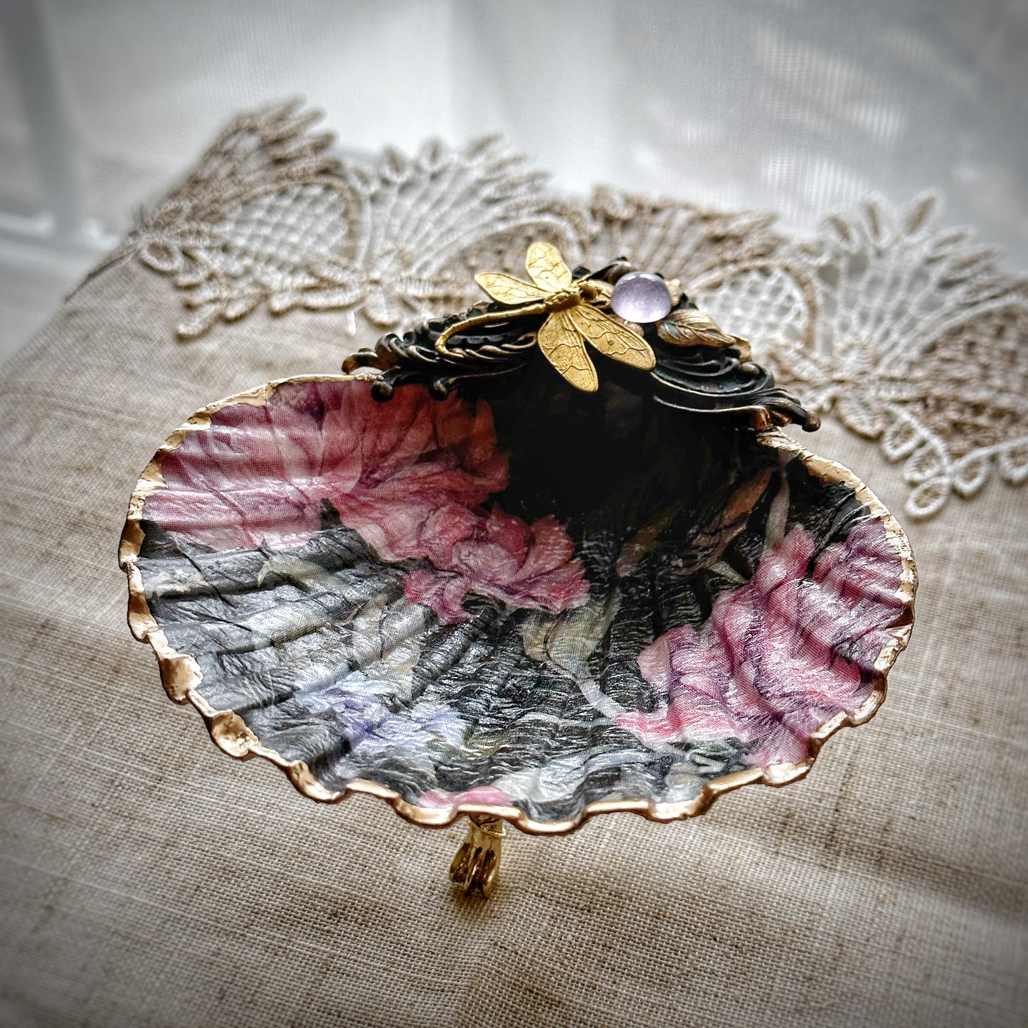 Victorian Dragonfly Shell Dish