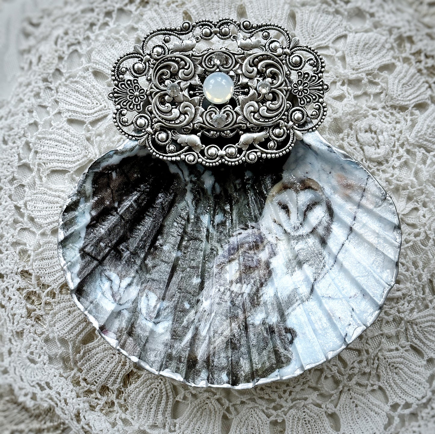 Owl and Opal Shell Dish
