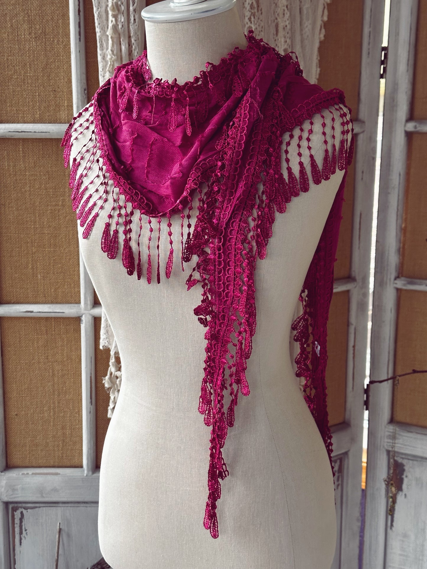 Enchanted Ruby Lace Scarf
