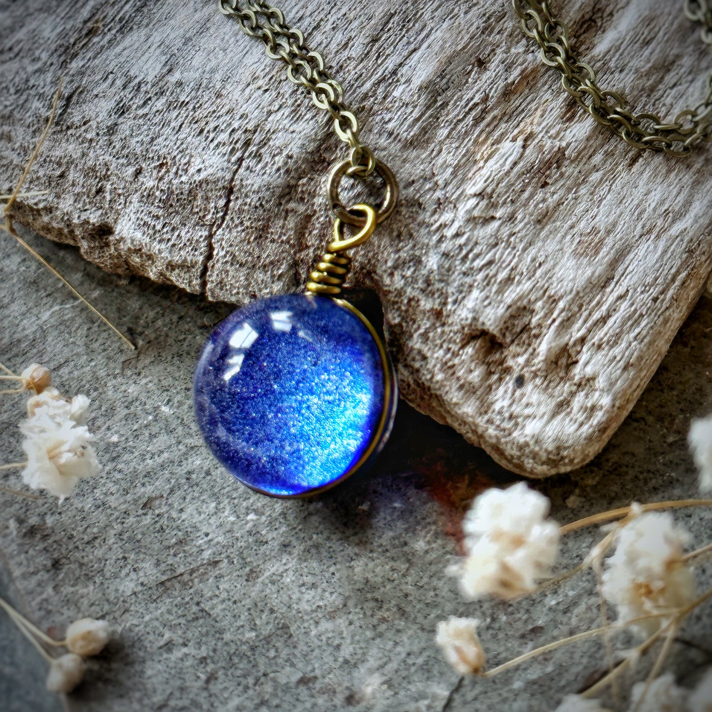 Blue Nebula Orb Necklace