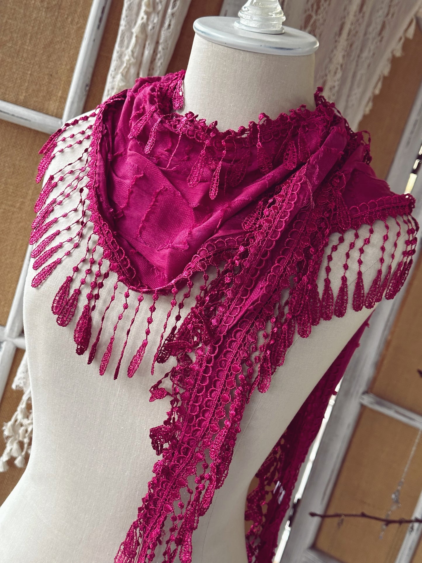Enchanted Ruby Lace Scarf