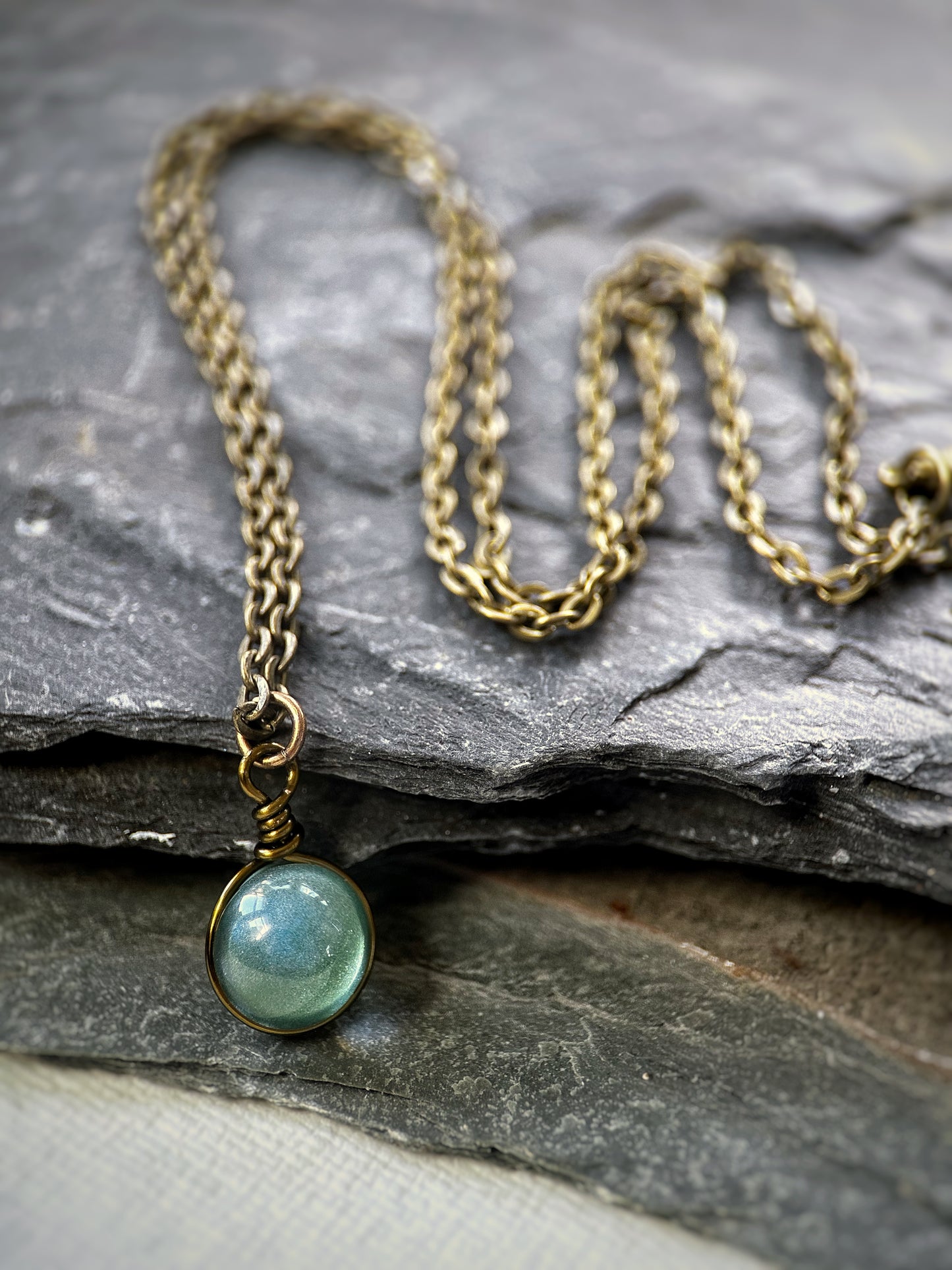 Dewy Green Orb Necklace
